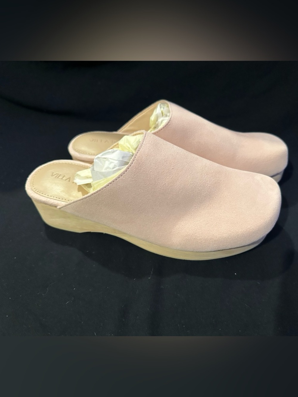 Villa Rouge Valencia Pale Pink Suede Slip-On Clogs 6.5 leather slides new